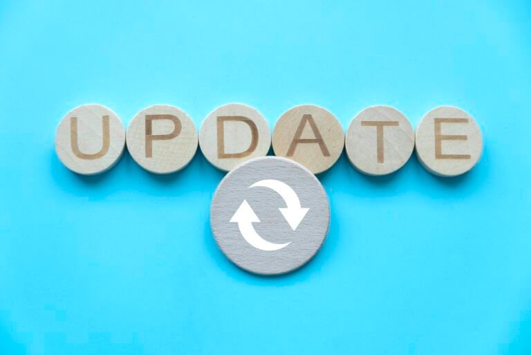 Alphabet of word update and icon.